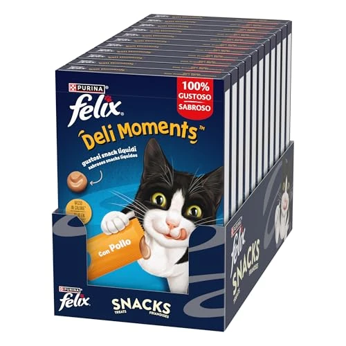 FELIX Deli Moments Snack for Adult Cats with Chicken 44 Packs of 10 g