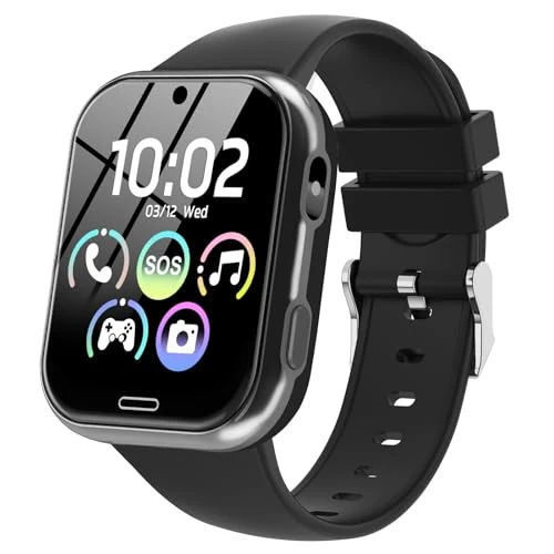 Smartwatch voor kinderen, smartwatch, voor jongens en meisjes, met stappenteller, oproepen, games, stappenteller, SOS-luisterboek, muziek, camera, zaklamp, wekker, cadeau voor kinderen van 4 tot 10