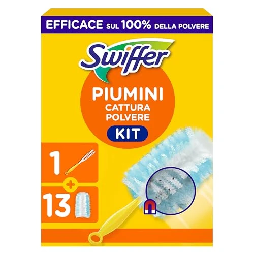 Swiffer Duster puchowe łapie kurz, 1 uchwyt i 13 puchowych kurzek, łapie kurz i brud, dociera do najtrudniejszych miejsc w domu, rozmiar Maxi