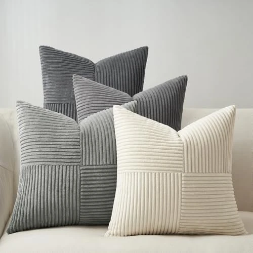 Zeitlich begrenztes Angebot: Topfinel Kissenbezug 50x50 Grau 4er Set Sofakissen Farbverlauf Kissen Aesthetic Cord Kissenhülle Kissenbezüge Dekokissen für Sofa Wohnzimmer Balkon Kinder Flauschig von 26.99 € auf 26.99 € (0.00% Rabatt)