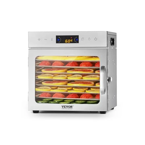 Offre limitée : VEVOR Déshydrateur alimentaire, 8 plateaux en acier inox, séchoir électrique aliments 400 W, température réglable, minuterie 24 h, lyophilisateur pour viande, fruits, légumes, friandises pour chiens de 99.90 € à 99.90 € (0.00% de remise)