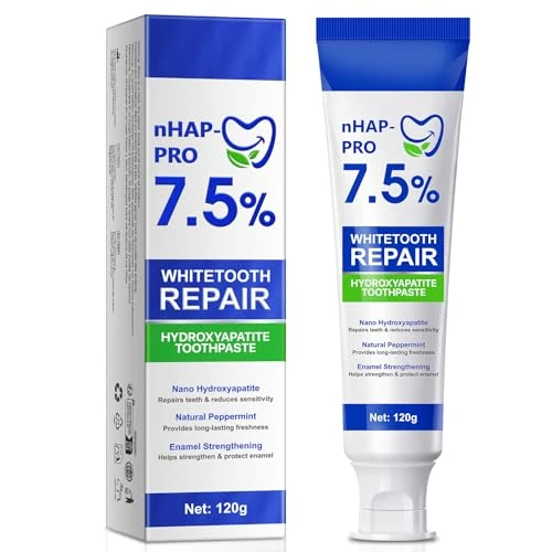 Offerta a tempo: Dentifricio 7.5% Idrossiapatite Senza Fluoro 120g - Rinforza i Denti, Protezione Smalto, Gusto Menta Leggero, Alito Fresco 24h | Formula con Idrossiapatite Dentifricio per Igiene Quotidiana - 50% da 9.99 € a 4.99 €