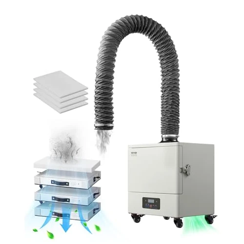 Offre limitée : VEVOR Extracteur de Fumée de Soudure, 280 W, Absorbeur de Fumée de Soudage sans Balais, Aspiration 459 m³/h, Filtre 4 Étages, 10 Vitesses, Télécommande, pour Soudure, Gravure Laser, Bricolage Soudage de 475.90 € à 437.90 € (8% de remise)
