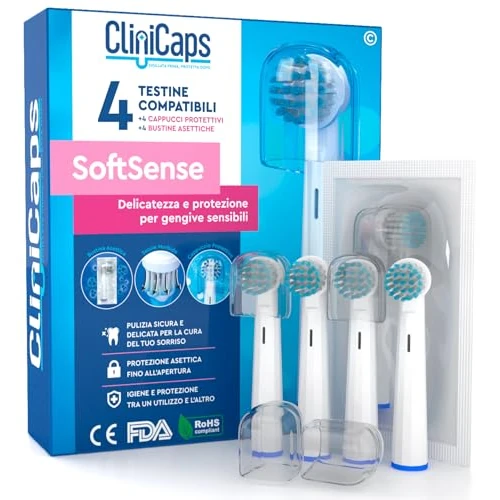 Offerta a tempo: 4 Testine Spazzolino Elettrico per Gengive Sensibili Compatibile con Oral-B - 35% da 9.99 € a 6.48 €