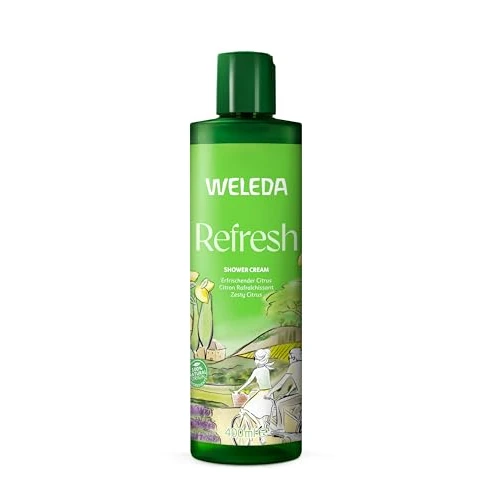 WELEDA Bio Refresh XL wegański żel pod prysznic – naturalny kosmetyk, cytrusowe mydło pod prysznic dla kobiet i mężczyzn, o zapachu cytrynym/pomarańczowym, naturalna pielęgnacja skóry, prysznic do