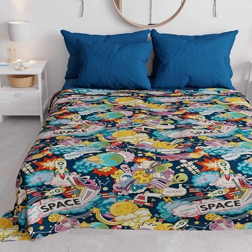 Offerta a tempo: PETTI Artigiani Italiani - Telo Arredo Copridivano Copritutto in Microfibra 220x270 cm, Fantasia Space | Multiuso per Divani, Copriletto e Copritavolo | Telo Protettivo Lavabile - 26% da 35.90 € a 26.60 €