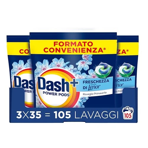 Offerta a tempo: Dash Power Pods Detersivo Lavatrice In Capsule, 105 Lavaggi(3x35), Freschezza Di Lenor, Risveglio Primaverile, rimuove addirittura gli odori di sudore vecchi di 7 giorni, per una pulizia impeccabile - 21% da 48.33 € a 38.41 €
