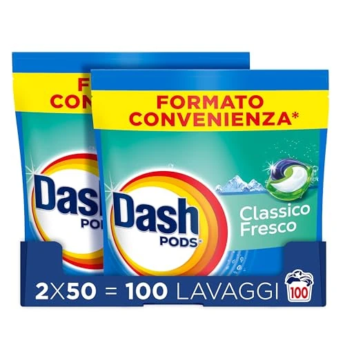 Offerta a tempo: Dash Pods Detersivo Lavatrice In Capsule, 100 Lavaggi (2x50), Classico Fresco, Rimuove Le Macchie, Efficace A Freddo Anche E In Cicli Brevi - 20% da 35.42 € a 28.35 €