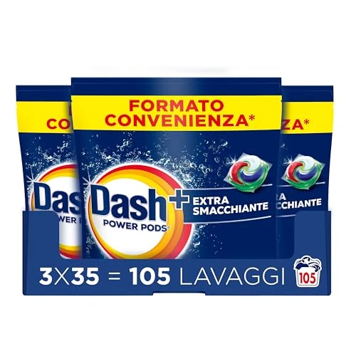 Offerta a tempo: Dash Power Pods Detersivo Lavatrice In Capsule Extra Smacchiante, 105 Lavaggi (3x35), Rimuove anche le macchie secche da 7 giorni, per una pulizia impeccabile - 38% da 57.99 € a 35.99 €