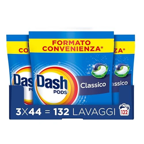 Offerta a tempo: Dash Pods - Detersivo Lavatrice in Capsule - 132 Lavaggi (3 Confezioni x 44 Capsule) — 34% da 56,36 € a 36,99 €