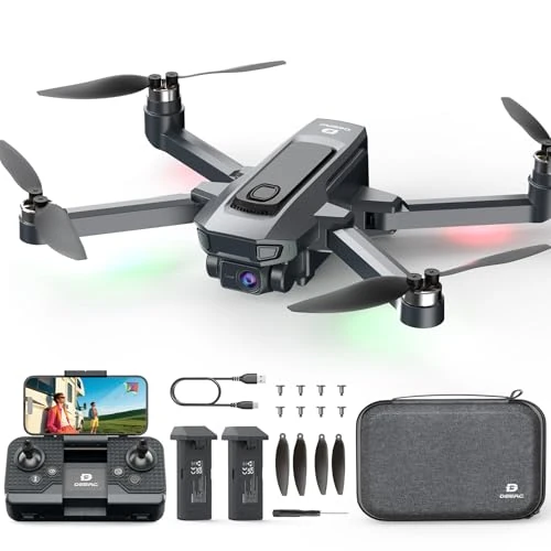 DEERC D25 Drone 4K HD con Trasmissione 5G, RC Pieghevole con Motore Brushless, Flusso Ottico, Tap Fly, Controllo Vocale, 2 Batterie 40 Min, Facile per Principianti, per Bambini e Adulti