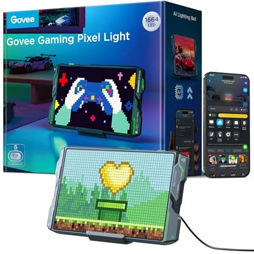 Oferta limitada: Govee Pixel Luz Gaming, LED Panel RGB 52x32, 150+ Modos Escena, Sincronización Música, AI Generación de Iluminación, Trabajo con Alexa y Google Assistant para Configuraciones de Mesa y Sala de Juegos de 129.99 EUR a 129.99 EUR (ahorro 0%)