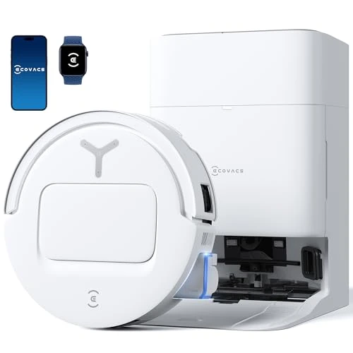 ECOVACS DEEBOT T80 OMNI Vacuum Cleaner Robot Washer, 18,000 Pa, Instant Automatic Cleaning OZMO ROLLER, ZeroTangle 3.0, Wash in Warm Water 40-75°C, Hot Air Dry, White