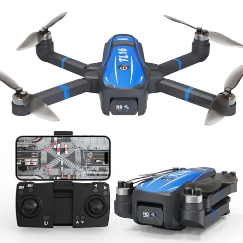 Oferta limitada: Toladrone TL16 Drone con Cámara 4K HD para Adultos, Posicionamiento de Flujo Óptico Dron con Motor sin Escobillas Drones para Principiantes Plegable RC Quadcopter, Azul de 69.99 EUR a 59.98 EUR (ahorro 14%)
