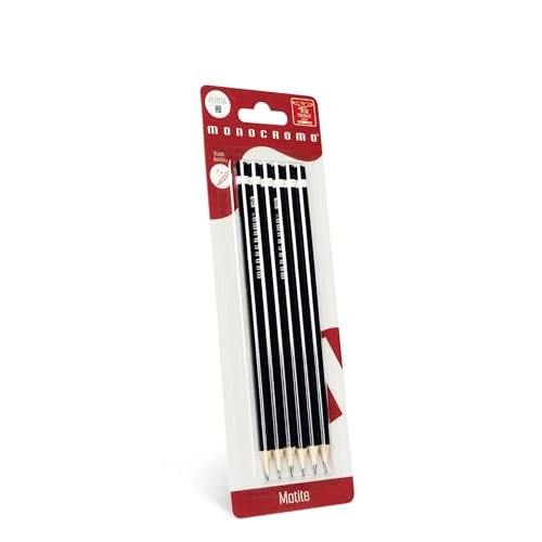 Pigna, HB Pencils, Blister Pack of 6, Monochrome Line, Ideal for School and Office