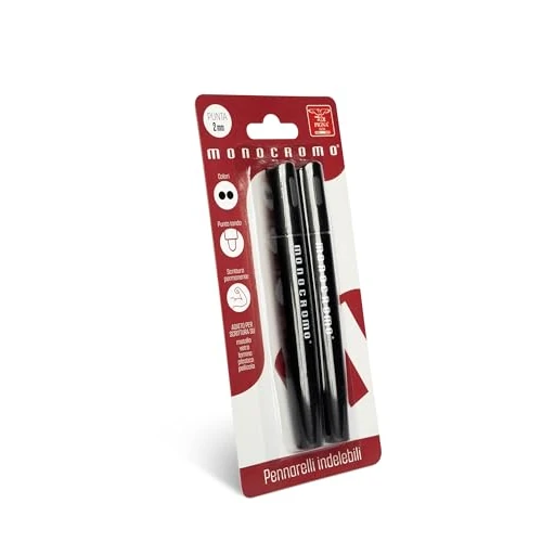 Pigna, Markery permanentne, linia monochromatyczna, 2 sztuki czarnego atramentu, końcówka 2 mm, napis na metalu, szkle, tworzywie sztucznym, folii i folii fotograficznej