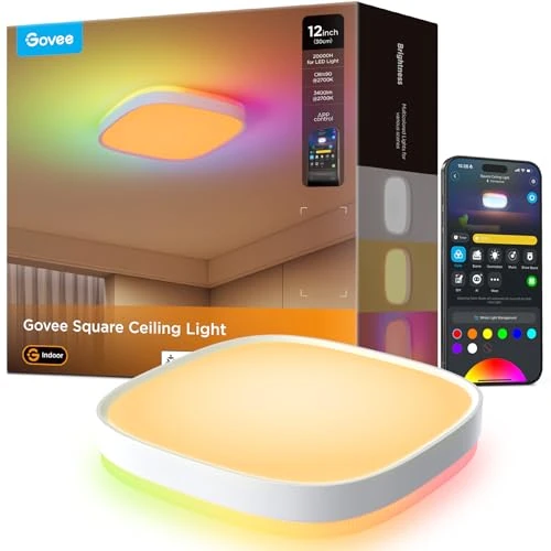 Limitiertes Angebot: Govee Deckenlampe RGBIC Smart, 24W LED Deckenleuchte dimmbar, 2400LM Deckenlampe Schlafzimmer Kompatibel mit Matter, Alexa & Google Home mit 16 Millionen DIY Farben, für Wohnzimmer Küche Flur, 30cm von 69.99 EUR auf 42.99 EUR (Spare 39%)
