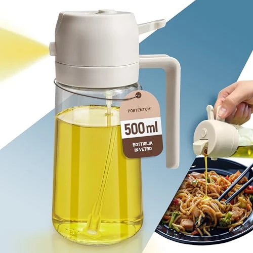 Offre limitée : PORTENTUM 500 ml Spray huile cuisine 2 en 1 foncé anti-lumière de cuisson - Vaporisateur huile avec flacon de qualité alimentaire - Pulvérisateur d'huile en verre pour la cuisine (Blanc) de 11.44 € à 11.44 € (0.00% de remise)