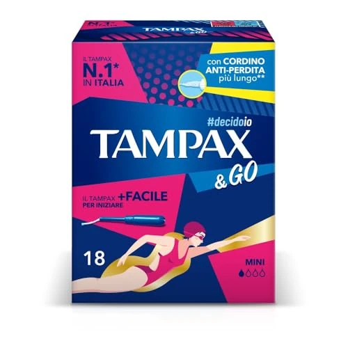 Beperkte aanbieding: Tampax & Go Mini 18 tampons met kunststof applicator met antislip handvat en dubbel beschermkoord, ideaal voor lichte vloeistoffen, voor de eerste dagen van de menstruatie van 8.63 EUR naar 8.63 EUR (besparing 0%)