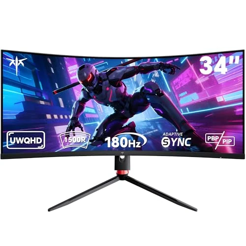 Offre limitée : KTC Ecran 34 Pouces Incurvé, UWQHD (3440 x 1440) 180Hz Ecran PC Gamer, Adaptive Sync, 21:9 VA Panel 1500R, 1ms, HDR10, Rapport de Contraste 4000:1, 2 x DP 1.4 (180Hz), 2X HDMI 2.0 (100Hz), H34S18S de 237.49 € à 225.62 € (5% de remise)