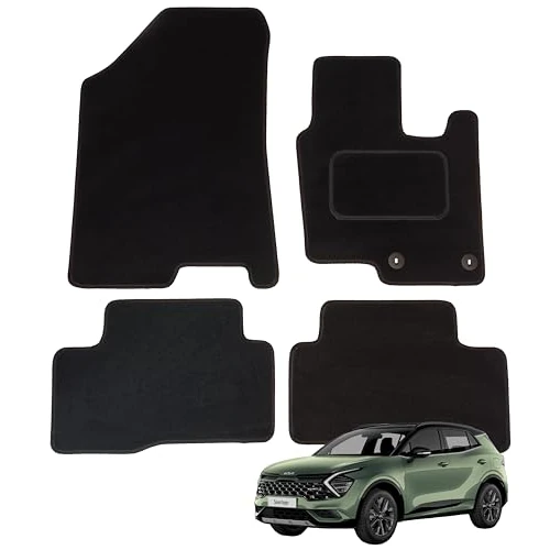 Offre limitée : Tapis de sol sur mesure pour Kia Sportage 2021-2025 (5e génération) Hybride, Ensemble de 4 tapis de sol, Noir avec bordure noire et 2 clips de sécurité de 51.54 € à 51.54 € (0.00% de remise)
