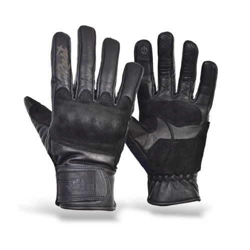 Offerta a tempo: TLA RUST Guanti moto in pelle vintage con protezioni nocche omologati CE, 2XS a 4XL uomo e donna, Guanti da moto, scooter, racing, touchscreen, alta protezione all'impatto. - 10% da 34.90 € a 31.41 €