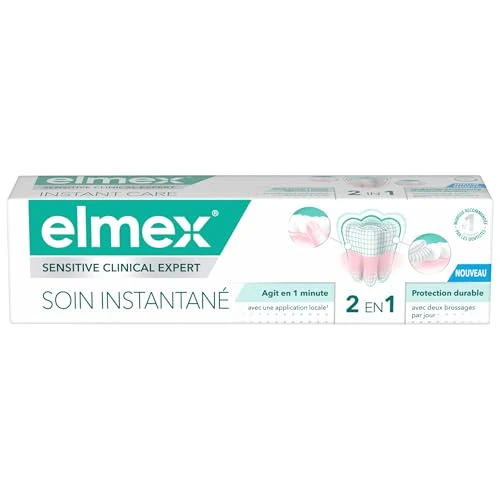 ELMEX - Dentífrico Sensitive Cuidado Instantáneo con fluoruro - Protección duradera para dientes sensibles - actúa en solo 1 minuto¹ - clínicamente probado - tubo de 75 ml
