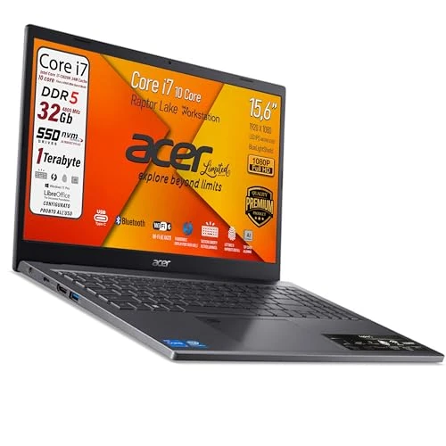 acer, Notebook Intel Core i7-13620H, Raptor Lake, RAM DDR5 32 GB, SSD Pcie 1Tb, wyświetlacz FHD IPS BlueLightShiled 15,6", podświetlana klawiatura, odcisk palca, thunderbolt, Win 11Pro, gotowy do