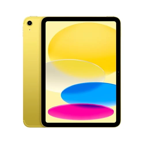 Apple iPad z chipem A16: 11-calowy wyświetlacz Liquid Retina, 256 GB, Wi-Fi 6 i łączność komórkowa 5G, aparat przedni/tylny 12 Mpx, Touch ID, czas pracy dziennej - żółty