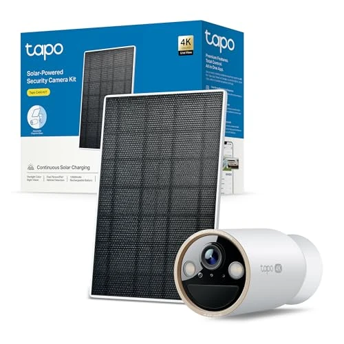 Tapo C460 KIT 4K 8MP Telecamera Pannello Solare con Base Magnetica, Visione Notturna a Colori Starlight, Batteria 10000mAh, Connettività WiFi 5G/2.4G, Rilevamento AI, IP66, Allarme Rapida e Antifurto