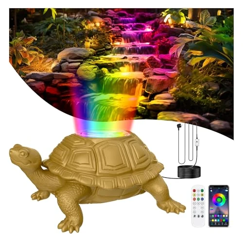 OSREE Teichbeleuchtung LED Unterwasser mit 12V Transformator und Timer, 6W Turtle Unterwasserbeleuchtung RGB mit APP-Kontrolle, IP68 Wasserdichte Teichlicht für Wasserfall Brunnen Wasserspiel