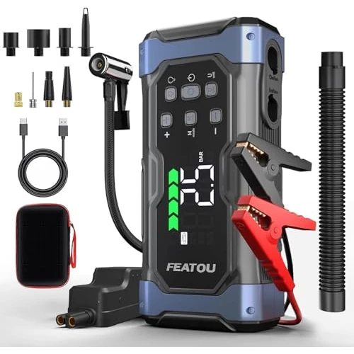 Offerta a tempo: FEATOU 6500A Avviatore Batteria Auto con Compressore 150PSI & Air Pompa per Materasso Gonfiatore, 12V (Tutti Gas&12L Diesel) Avviatore emergenza per Auto/Moto Jump Starter Booster Avviamento(2025 NEW) - 35% da 153.77 € a 99.99 €