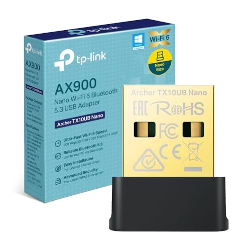 Limitiertes Angebot: TP-Link Archer TX10UB Nano WLAN Buletooth Adapter Für PC, Wi-Fi 6 AX900 Dual Band WLAN Stick, Bluetooth 5.3, Nano Größe, WPA3, MU-MIMO, nur Kompatibel mit Windows 11/10 von 15.99 EUR auf 12.34 EUR (Spare 23%)