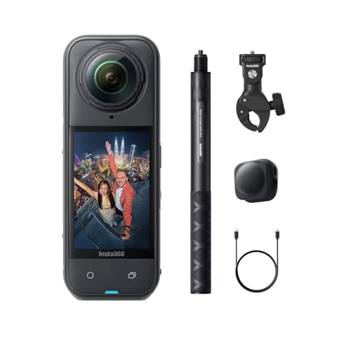 Offerta a tempo: Insta360 X5 Pack Moto - Camera Impermeabile 8K 360º, Obiettivi Sostituibili, Batteria con Autonomia 3 ore, Audio Nitido, Stabilizzazione, Selfie Stick Invisibile, Bassa Luce - 19% da 699.00 € a 569.00 €