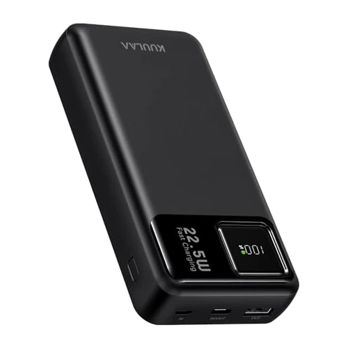 Beperkte aanbieding: Externe accu, 20.000 mAh, USB C, ingang en uitgang, 22,5 W powerbank, led-display, externe oplader, snelle externe batterij, inductie voor iPhone/iPad/Samsung/Xiaomi, zwart van 19.99 EUR naar 16.99 EUR (besparing 15%)