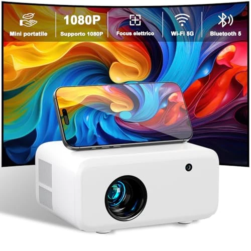 Offerta a tempo: Mini Proiettore Portatile 2025 Upgraded, Visulapex V3 PRO Proiettore 12000 Lumen Supporto FHD 1080P, Zoom 50% e Focus Elettrico, Videoproiettori 5G WiFi Bluetooth per iOS/Android/TV Stick/HDMI/USB - 17% da 59.99 € a 49.99 €