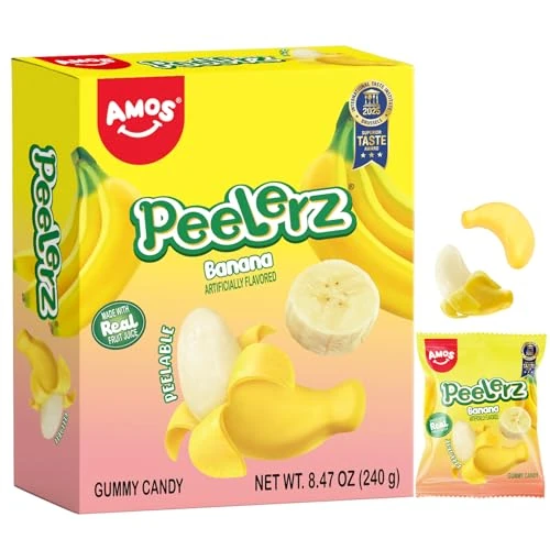 Tijdelijke aanbieding: AMOS Peelerz Gummy Snoep, Banaan Afpelbaar Pasen Snoep Cadeau, 3D Leuk Fruit Snoepgoed, Van Snoepgoed Fruit Voor Feest Viering Cadeau- 240G (Banaan) van 14.99 € naar 14.99 € (0.00% korting)