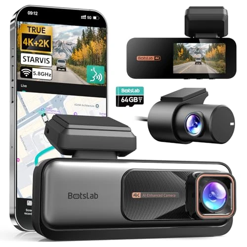 Begrenztes Angebot: BOTSLAB 4K STARVIS Dashcam Auto Vorne Hinten Kabellos, WiFi Autokamera Dashcam mit GPS, ADAS, Sprachsteuerung, Kostenlose 64GB Karte, Nachtsicht, WDR, 2,45" IPS, 24/7 Parküberwachung, Loop-Aufnahme von 129.99 EUR auf 129.99 EUR (Rabatt 0%)