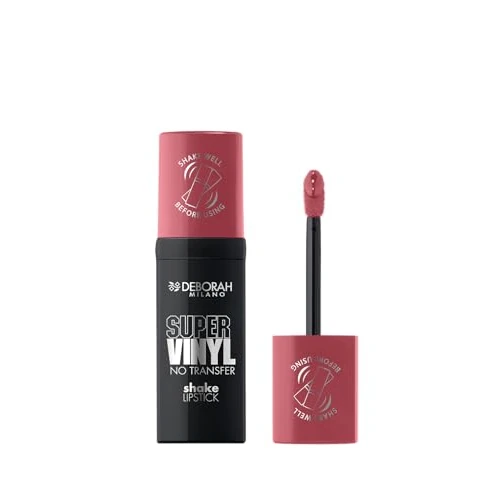 Offerta a tempo: Deborah Milano - Super Vinyl Shake Lipstick Rossetto Liquido Vinilico, N.7 Rosewood, Colore Intenso e No Transfer, Dona Labbra Viniliche e Impeccabili fino a 16 Ore, 4ml - 17% da 14.03 € a 11.59 €