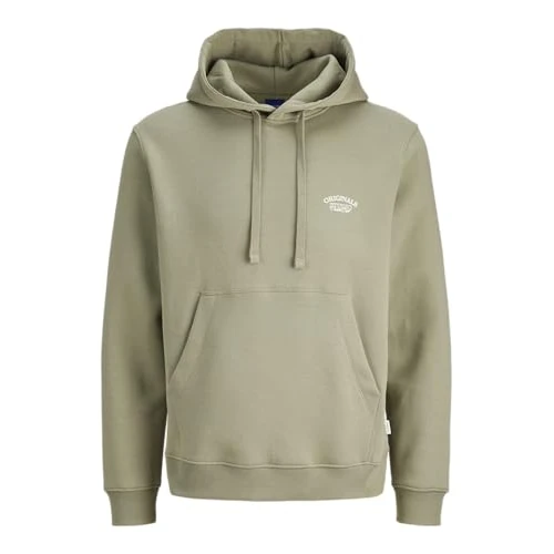 JACK & JONES Men's Jorgreene Branding Sweat Hood Ch, Seagrass, L