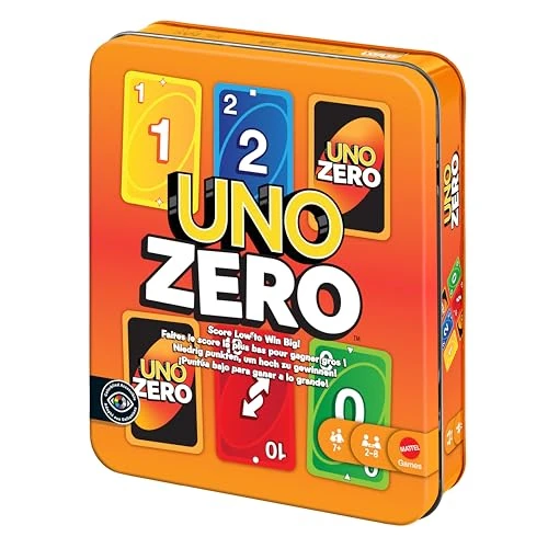 Mattel Games UNO Zero avec boîte métallique, jeu de cartes pour enfants, adultes, soirées jeux en famille ou fêtes entre amis, avec carnet de scores, de 2 à 8 joueurs à partir de 7 ans, JLK16