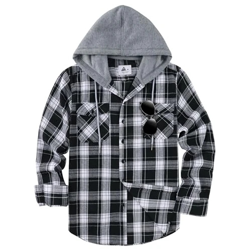 Offerta a tempo: JACKETOWN Camicia in Flanella Quadri da Uomo con Cappuccio Maniche Lunghe vestibilità Regolare Camicie Casual Comode in Cotone con Taschino sul Petto Taglia M-3xl - 47% da 35.99 € a 18.99 €
