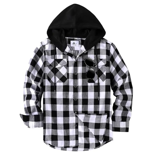 Offerta a tempo: JACKETOWN Camicia in Flanella Quadri da Uomo con Cappuccio Maniche Lunghe vestibilità Regolare Camicie Casual Comode in Cotone con Taschino sul Petto Taglia M-3xl - 30% da 35.99 € a 25.19 €