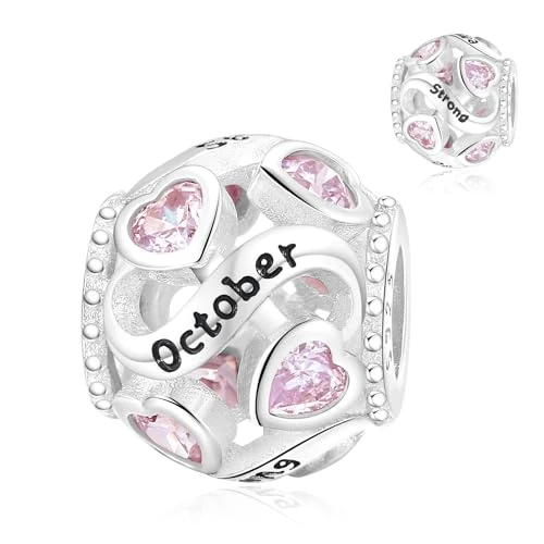 Offerta a tempo: Jokmeo Pendente perla di pietra di nascita di ottobre in argento 925 per donne con design a cuore, compatibile con bracciali e collane di stile Pandora e europeo. Adatto per donne e ragazze. - 20% da 13.99 € a 11.19 €