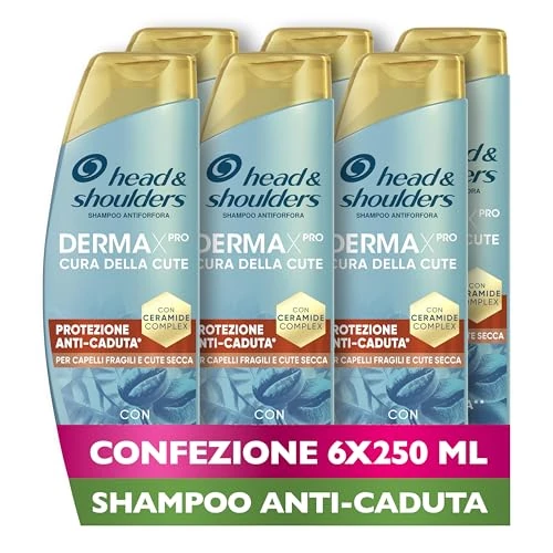 Head & Shoulders DermaXPro Anti-Schuppen-Shampoo gegen Haarausfall mit Koffein und Ceramiden, 250 ml, 6 Stück