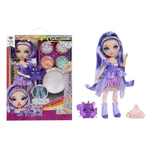 Oferta limitowana: Rainbow High Rainbow Shimmers with Slime - Violet, Fioletowa - 28 cm Modna Lalka z Zestawem Slime i Wiewiórką, Odpowiednia dla Dzieci od 4. Roku Życia z 99.00 zł na 99.00 zł (oszczędź 0.00%)