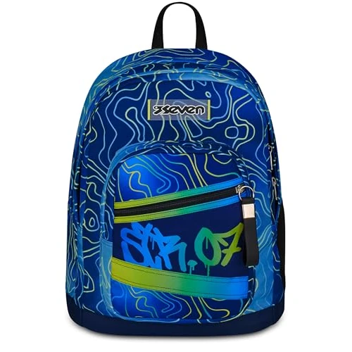 Offre limitée : Seven Sac à dos double compartiment New Fit, bleu, poche porte-bouteille, grande capacité, dossier préformé, sac à dos scolaire, enfant et garçon, bleu, Taglia unica, Moderne de 69.90 € à 69.90 € (0.00% de remise)