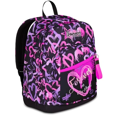 Offerta a tempo: Seven Zaino New Fit, Doppio Scomparto, Tasca Porta Borraccia, Scuola e Tempo Libero, Lovely Elements, Bambine e Ragazze, rosa/viola - 3% da 69.90 € a 67.90 €