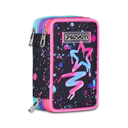 Offre limitée : Seven Trousse Scolaire 3 Zip, Noir, Porte-Stylo Triple Compartiment Complet avec Stylets, Crayons, Couleurs, Accessoires Sac à Dos, école Primaire, Fille, Noir, Moderne de 41.86 € à 41.86 € (0.00% de remise)