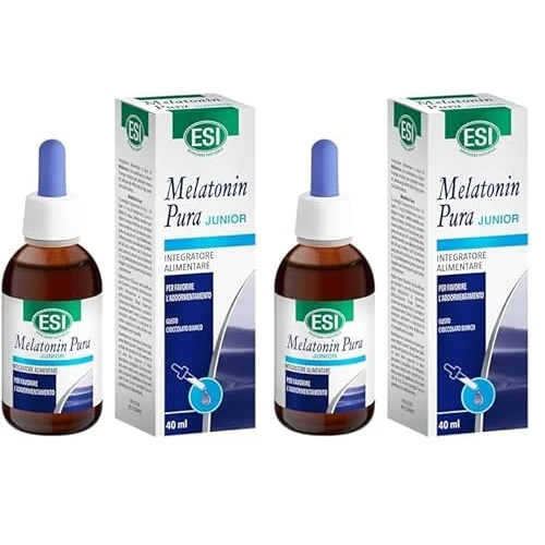 ESI - Melatonin Pura Junior, Integratore Alimentare di Melatonina Per Bambini, in Gocce, Senza Glutine, Senza Zuccheri e Vegan, Favorisce il Sonno, 40 ml (Confezione da 2)